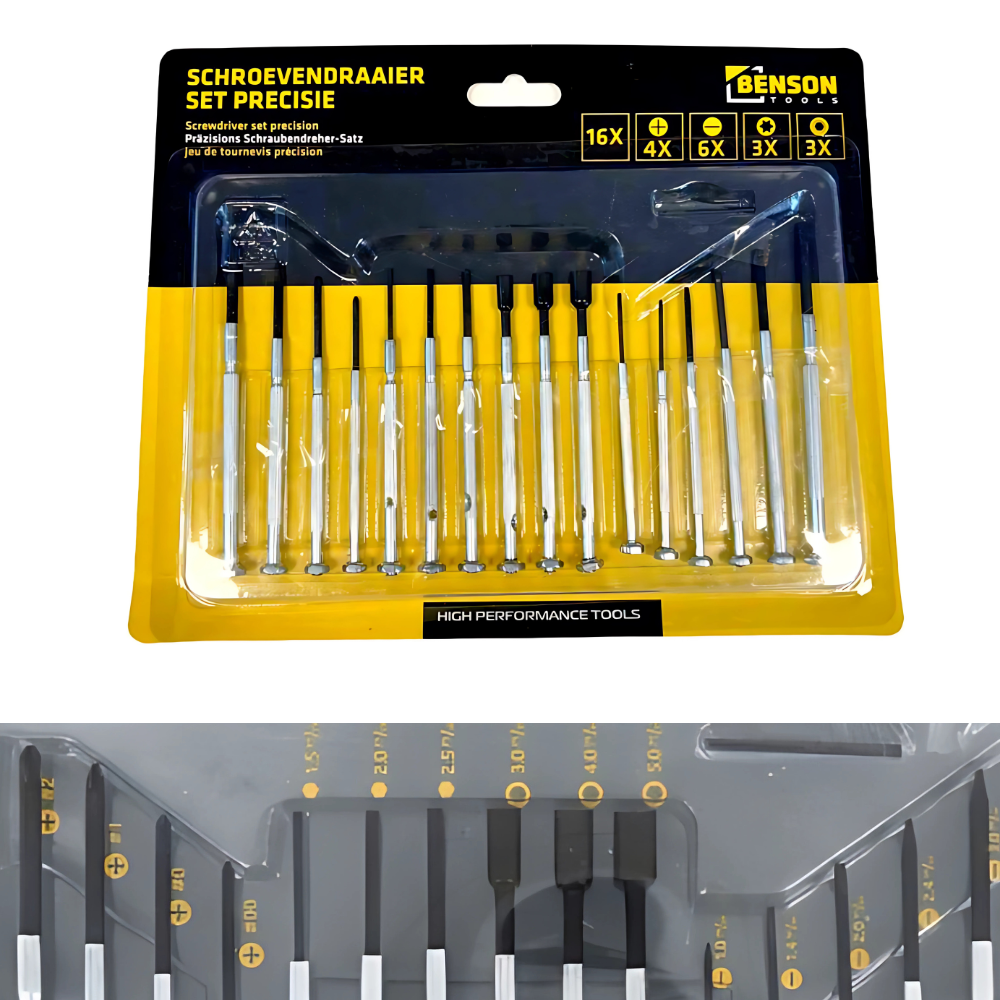Schroevendraaier set groot precisie 16 dlg
