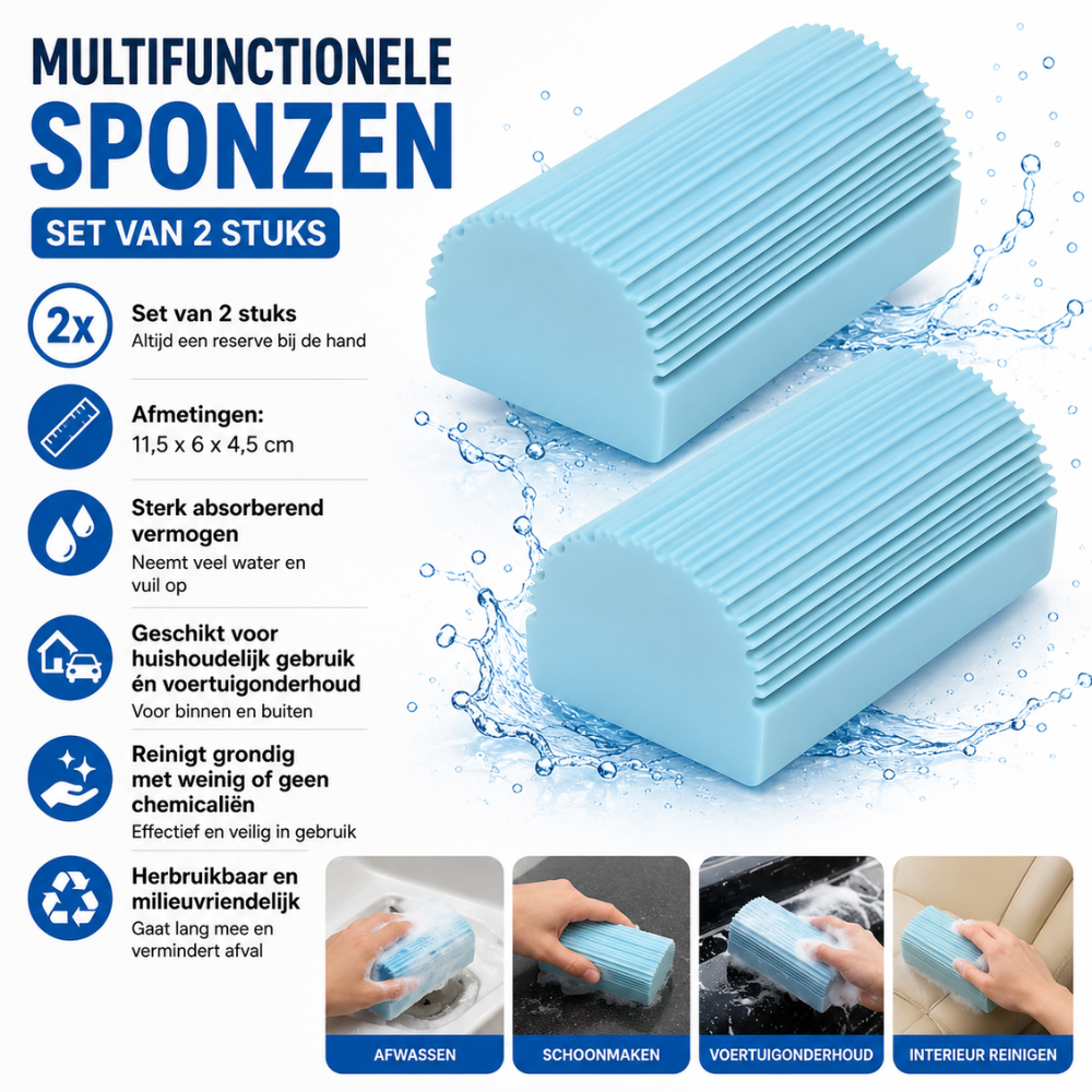 PVA Reinigingsspons Multifunctioneel – Set van 2 Stuks