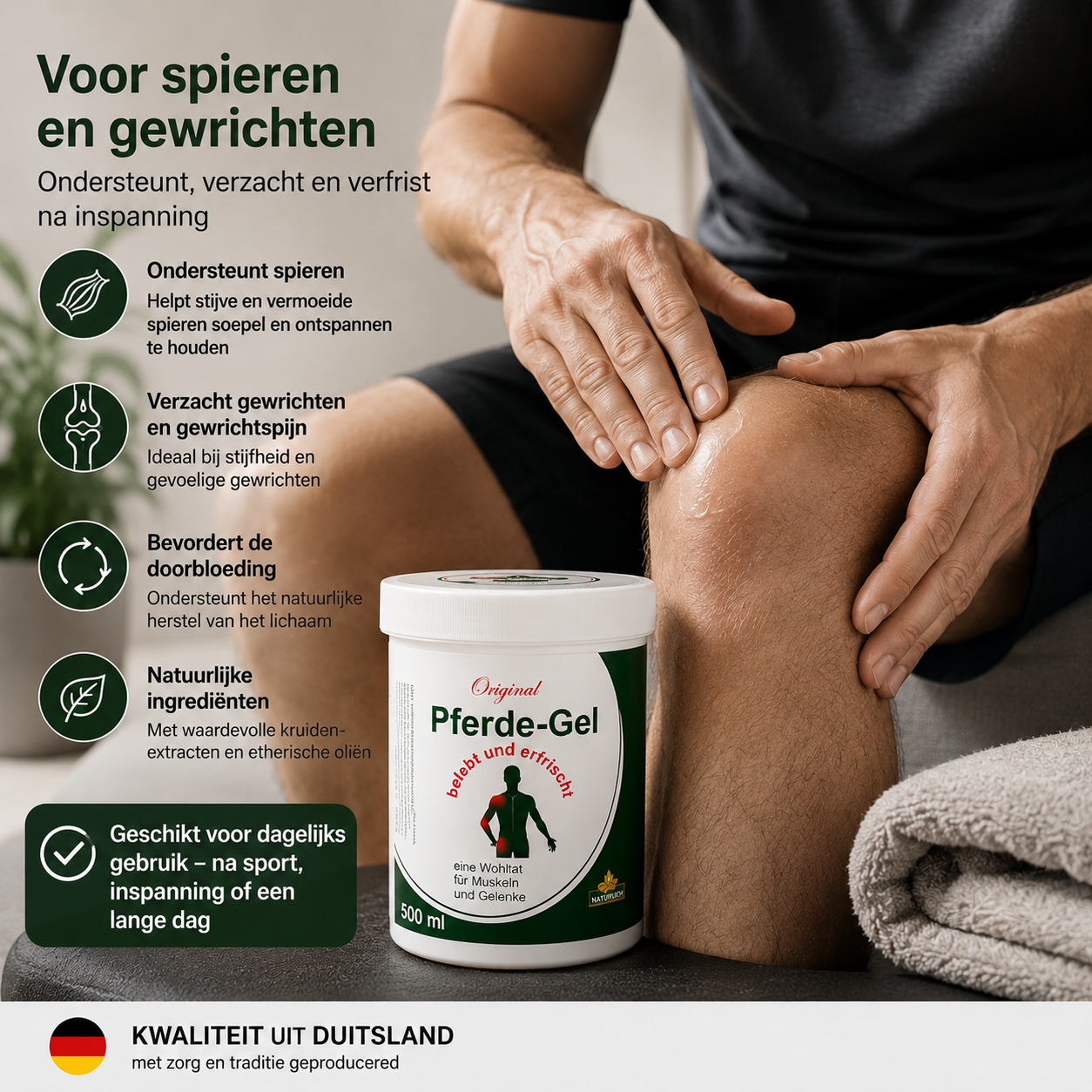 Naturhof Paardengel / Paardenbalsem - Verkoelende Spierbalsem - Voor Vermoeide Rug en Benen - Spier- en Gewrichtsgel - 500 ml