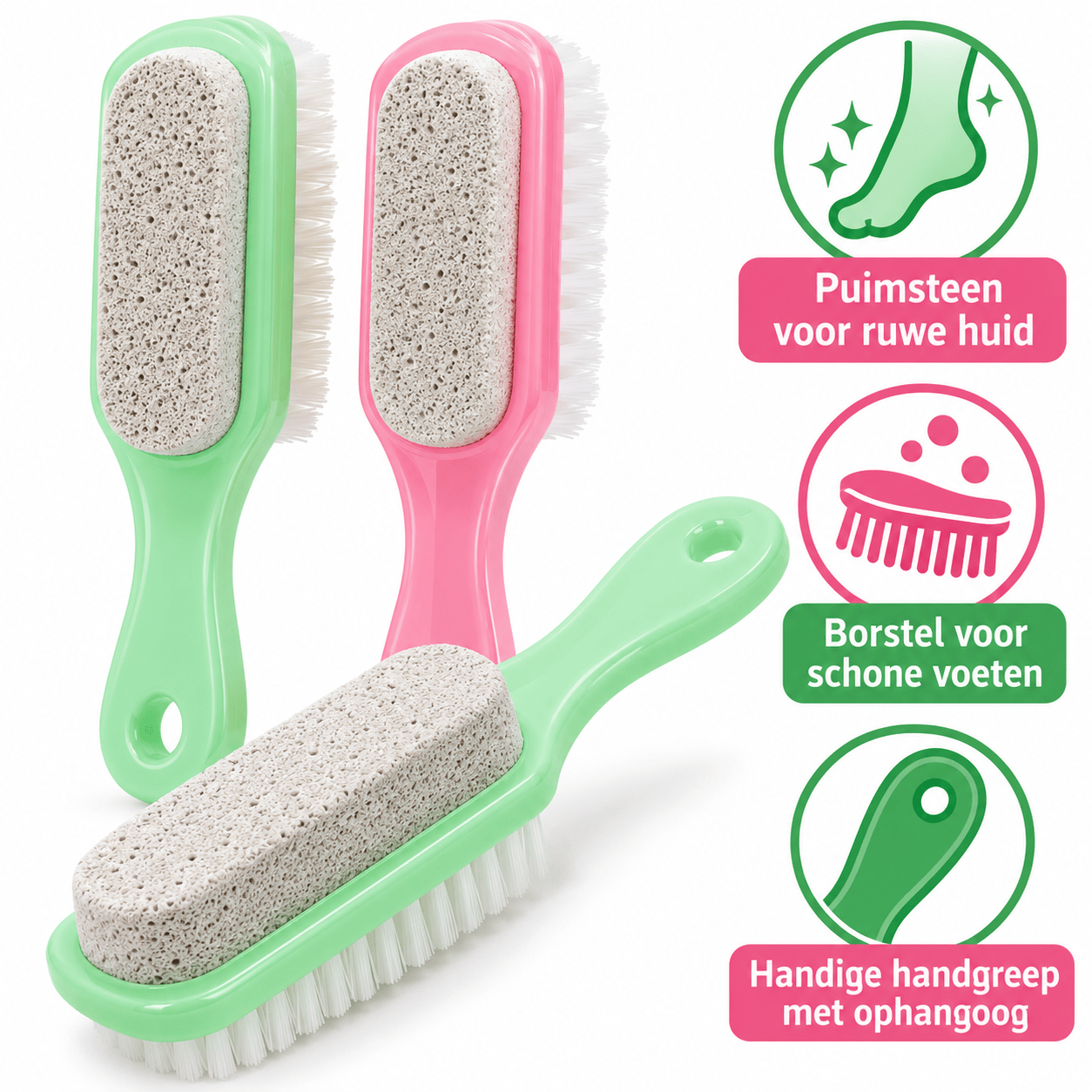 Puimsteen met Borstel en Handvat – 17 × 3,5 cm
