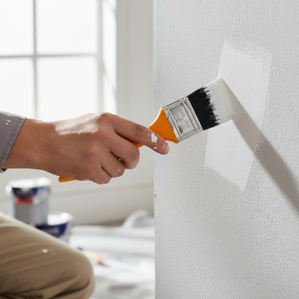 Platte kwast 1" geel