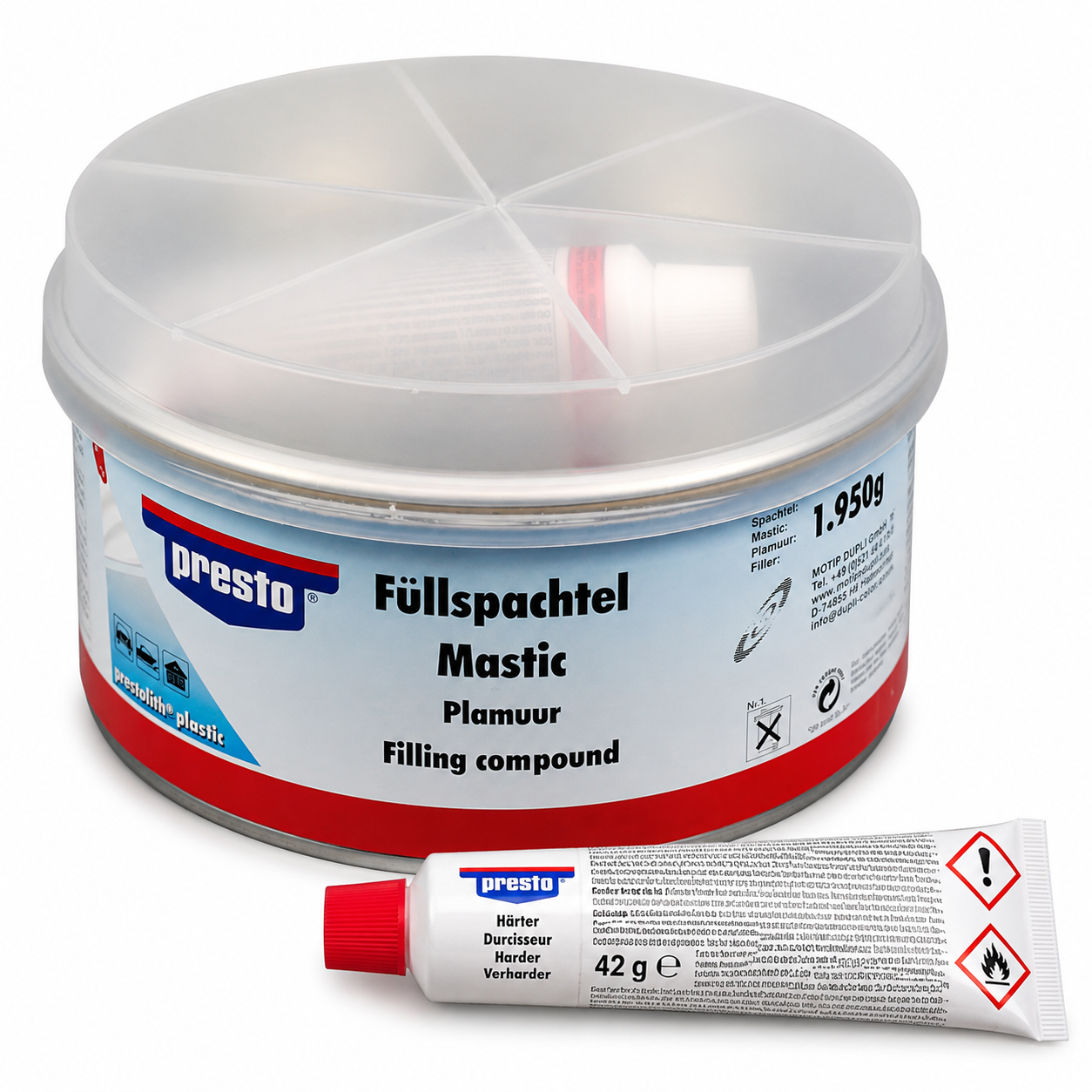Presto Polyesterplamuur – 2 kilo – 2-Component Plamuur – Voor Metaal, Hout, Beton, Kunststof