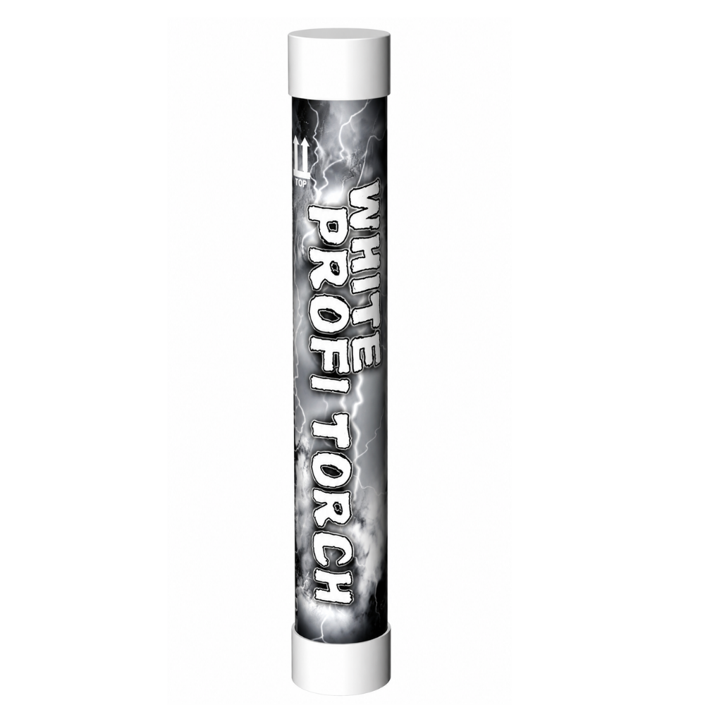 Wit Profi Torch Stadionfakkel – 60 Sec | Felle Vlam & Dikke Rook | CE-gecertificeerd
