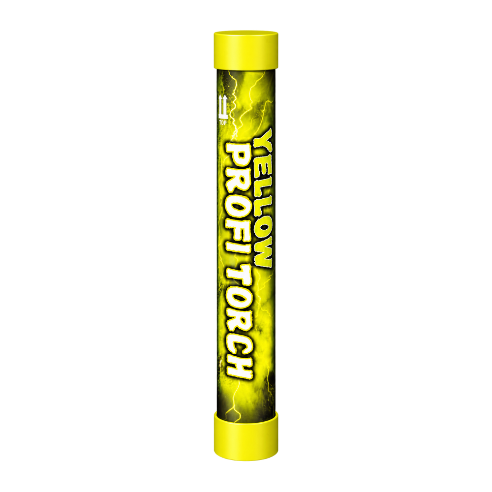Geel Profi Torch Stadionfakkel – 60 Sec | Felle Vlam & Dikke Rook | CE-gecertificeerd