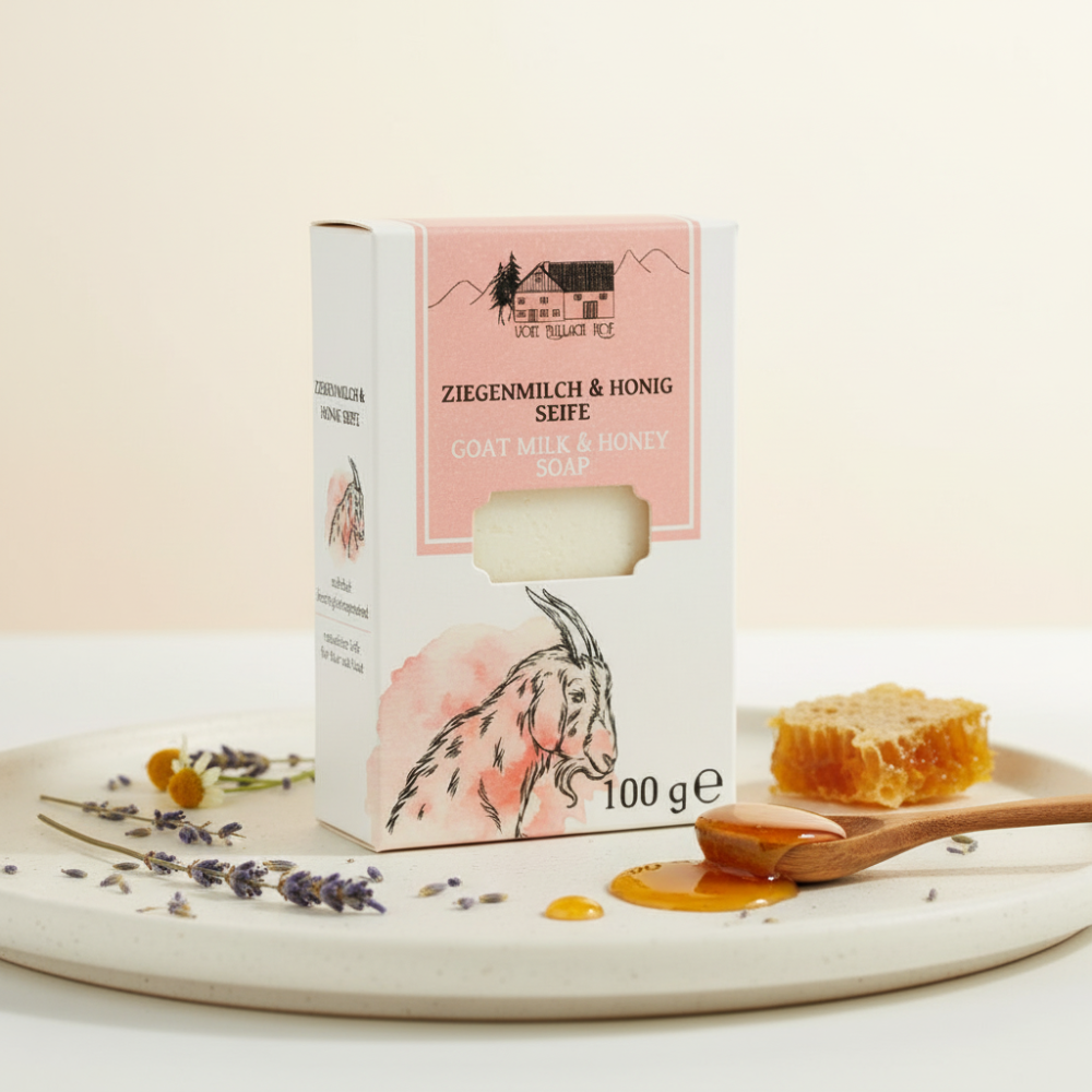 Geitenmelk & Honingzeep 100g – Natuurlijke Zeep voor Huid & Haar – Voedend & Hydraterend – Pullach Hof