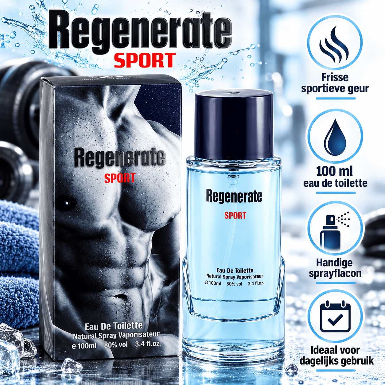 Regenerate Sport Herenparfum 100 ml – Frisse, Sportieve Geur