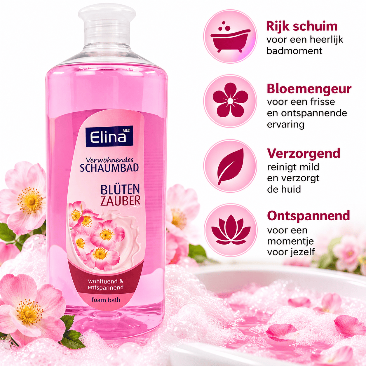 Elina Blossom Magic Badschuim – 1000 ml