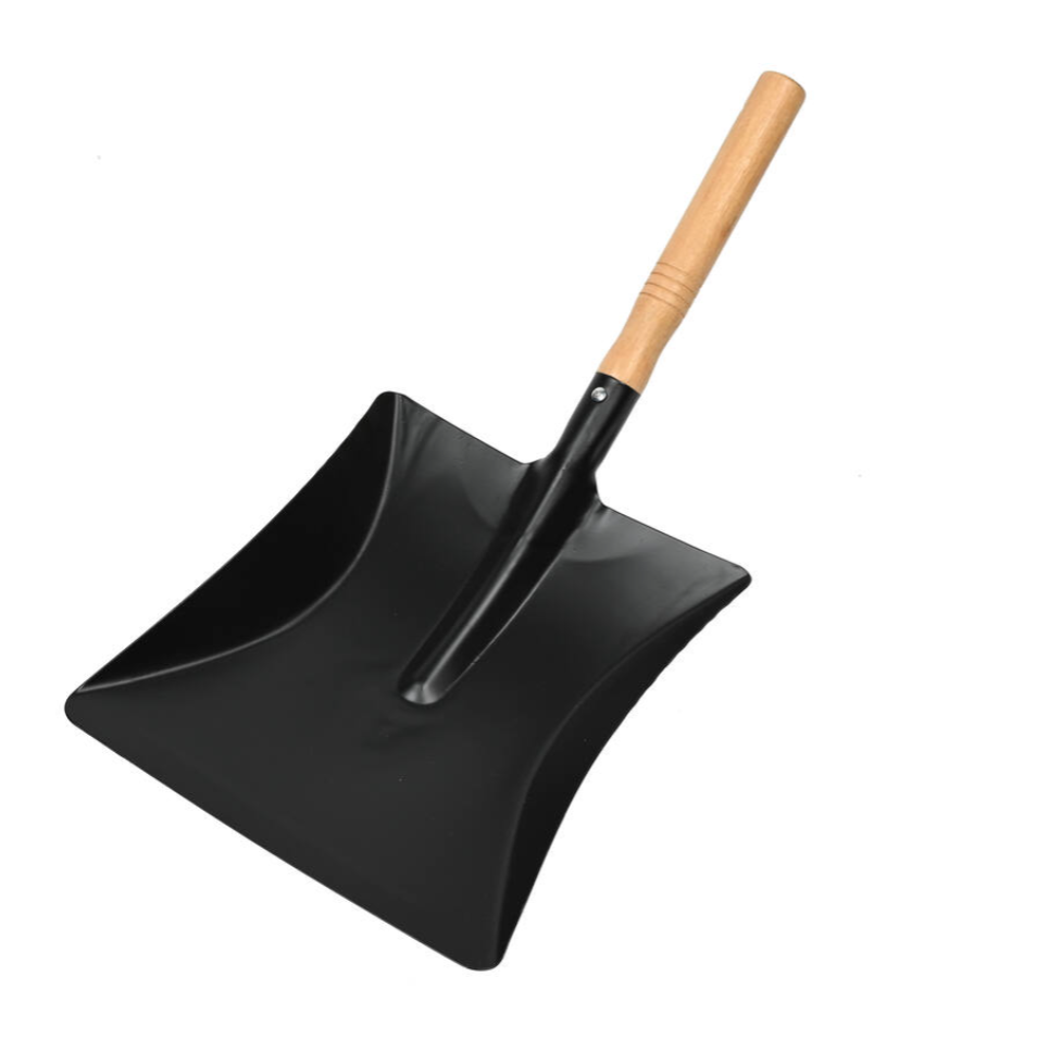 Stofblik poeder gecoat staal + houten steel