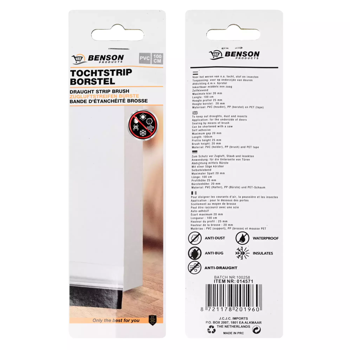 Tochtstrip borstel 100 cm PVC transparant