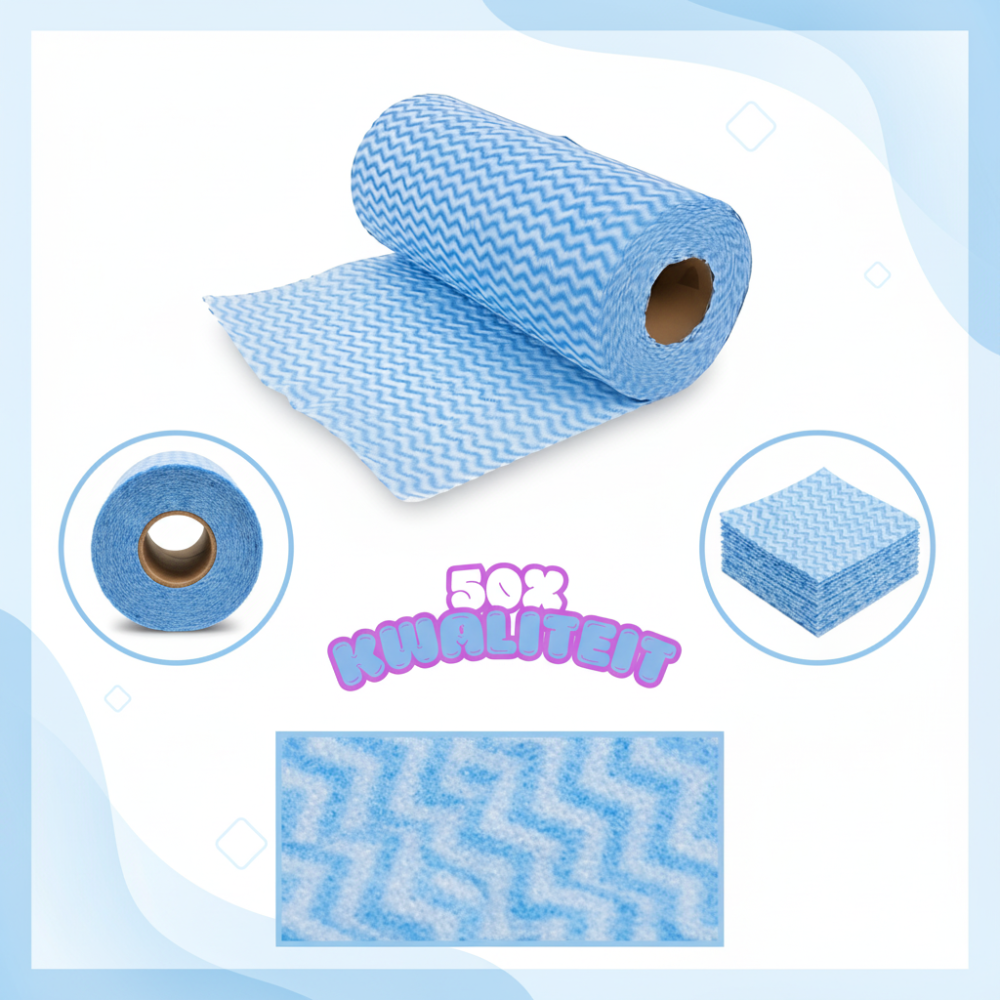 Benson 50x Reinigingsdoekjes / schoonmaakdoekjes op rol - Blauw
