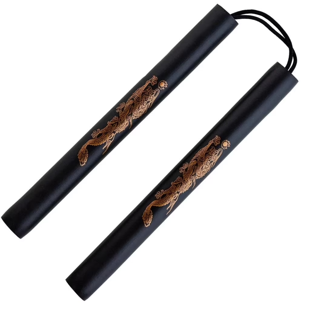Schuim Nunchaku met koord | Zwart