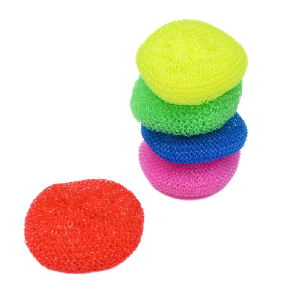 Pannenspons nylon 8x3cm pak a 5st. diverse kleuren.