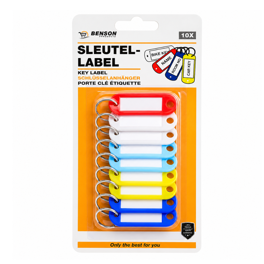 Sleutellabels Set 10 Stuks – Gekleurde Sleutelhangers met Beschrijfbaar Label