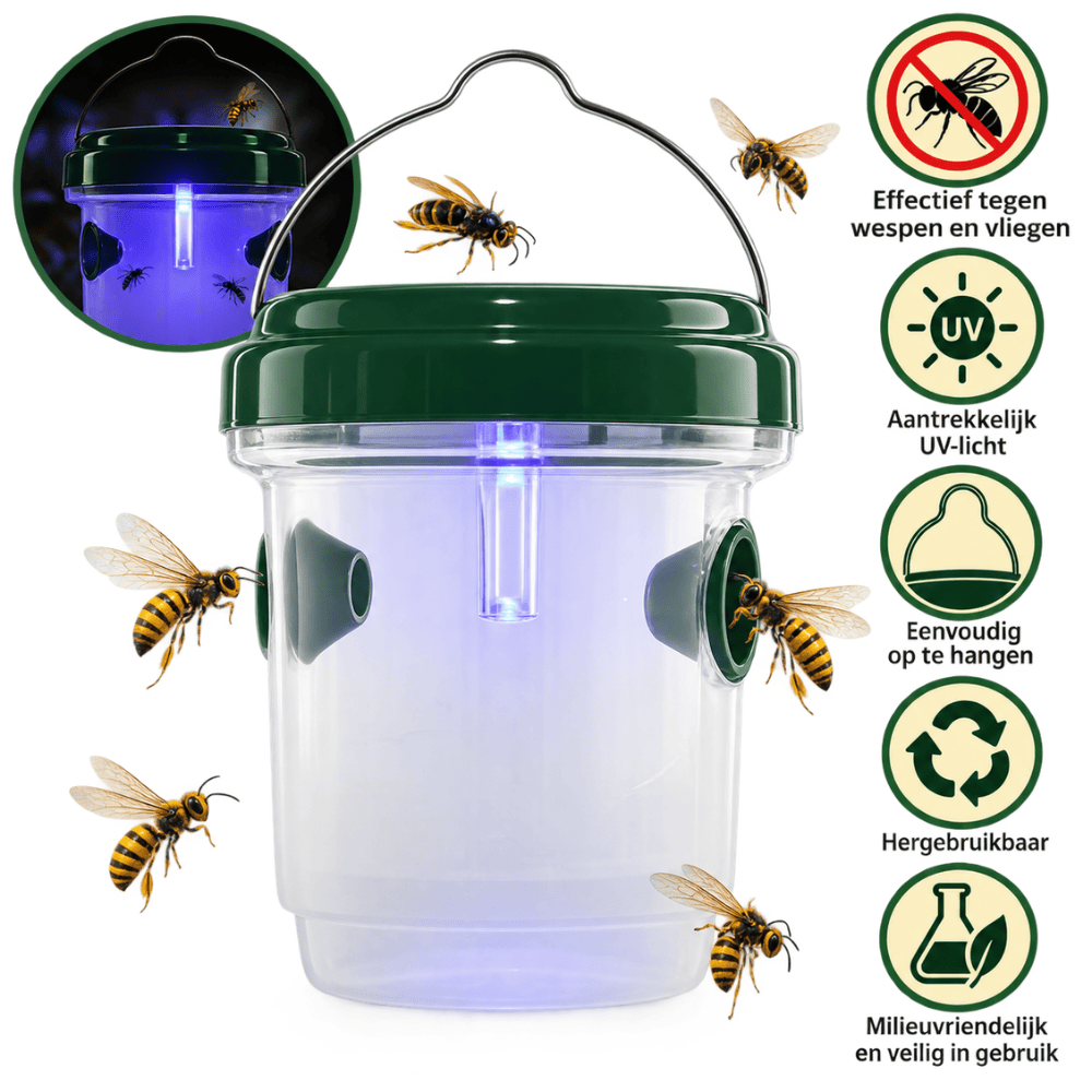 Solar Insectenlamp 2-in-1 – Vliegenvanger & Wespenval | LED Muggenlamp | Diervriendelijk