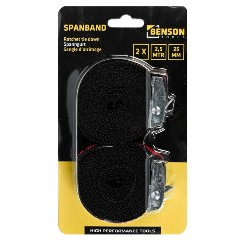 Spanband 2.5 mtr x 25 mm Zwart/Rood – 2-delig