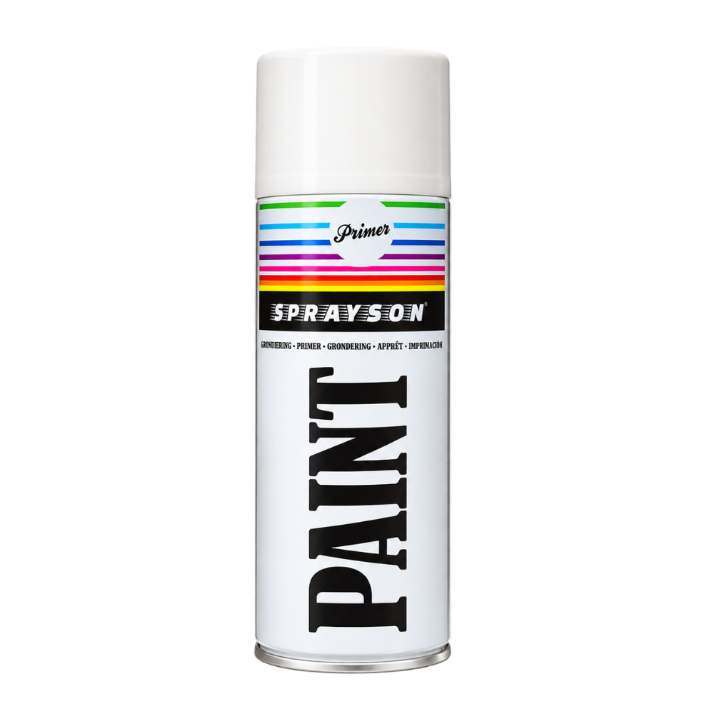 Sprayson Primer Spuitbus Wit – 400 ml | Hoge Dekking | Metaal, Hout & Steen