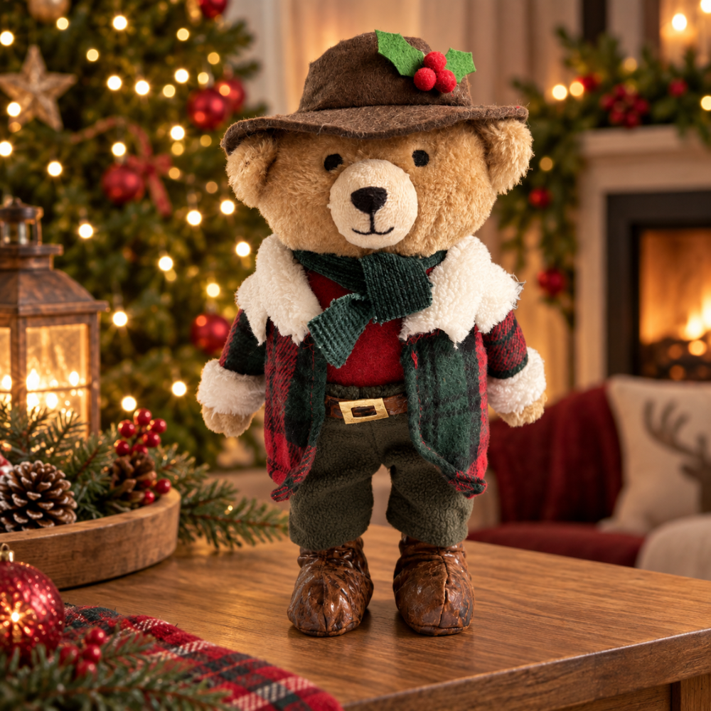 Kerstdecoratie Teddybeer Staand 30 cm – Kerstfiguur voor Kast, Tafel & Vensterbank