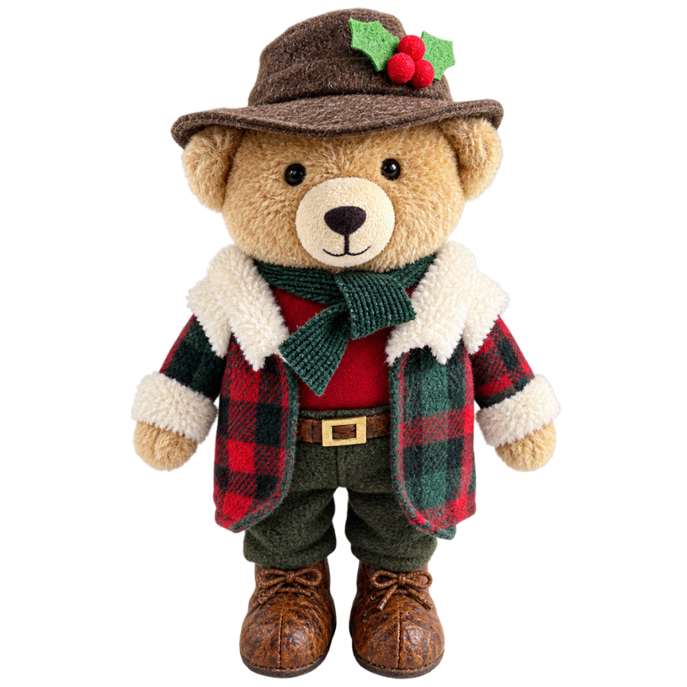 Kerstdecoratie Teddybeer Staand 30 cm – Kerstfiguur voor Kast, Tafel & Vensterbank