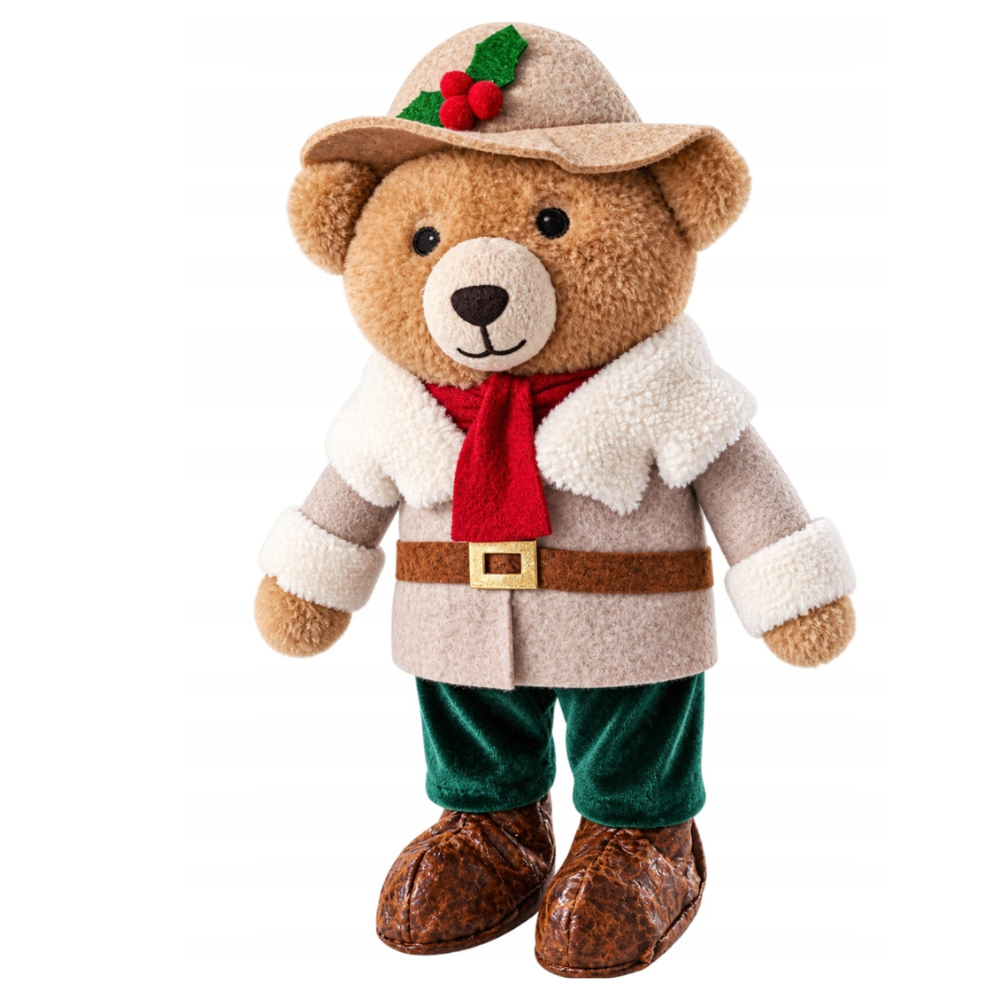 Kerstdecoratie Teddybeer Staand 30 cm – Kerstfiguur voor Kast, Tafel & Vensterbank