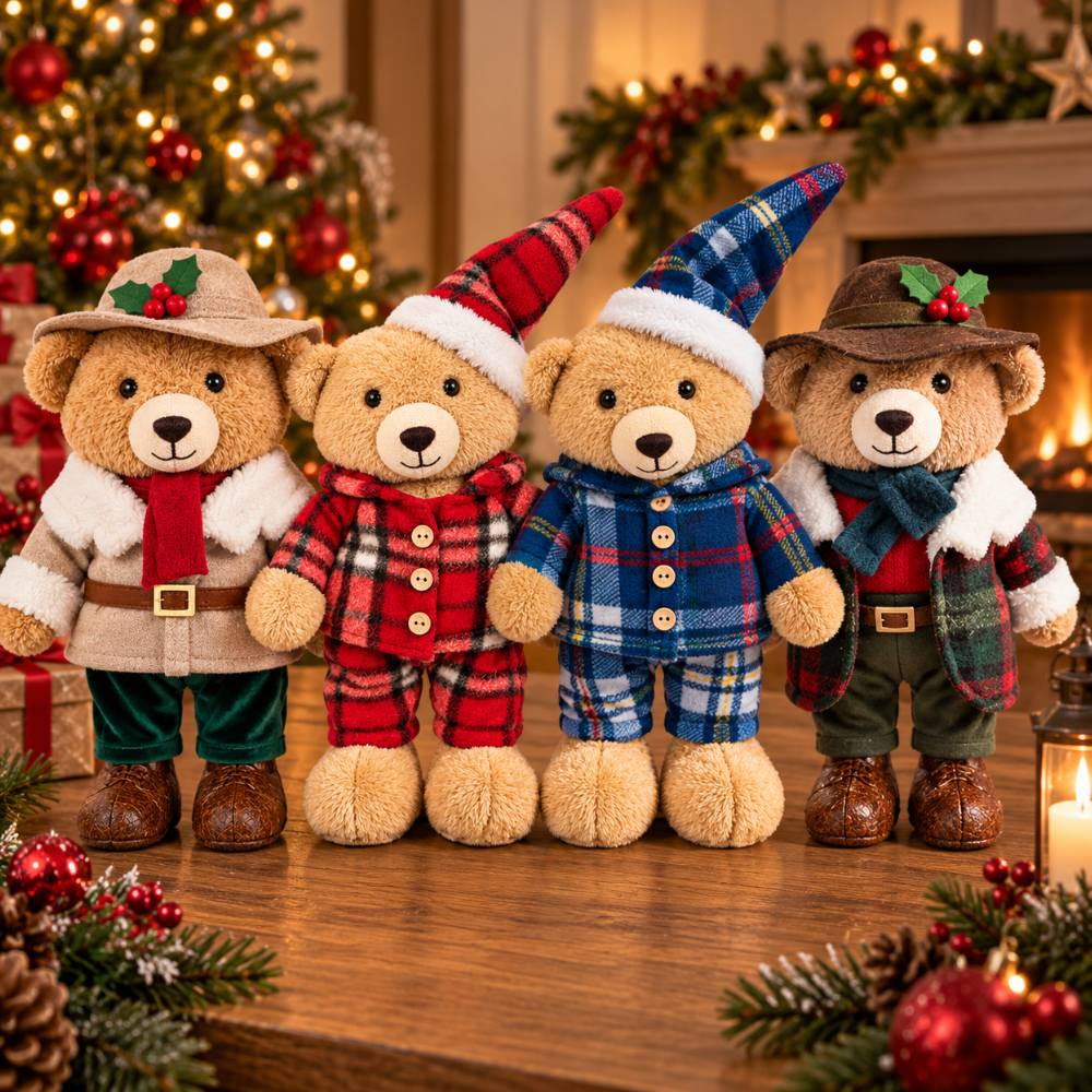 Kerstdecoratie Teddybeer Staand 30 cm – Kerstfiguur voor Kast, Tafel & Vensterbank