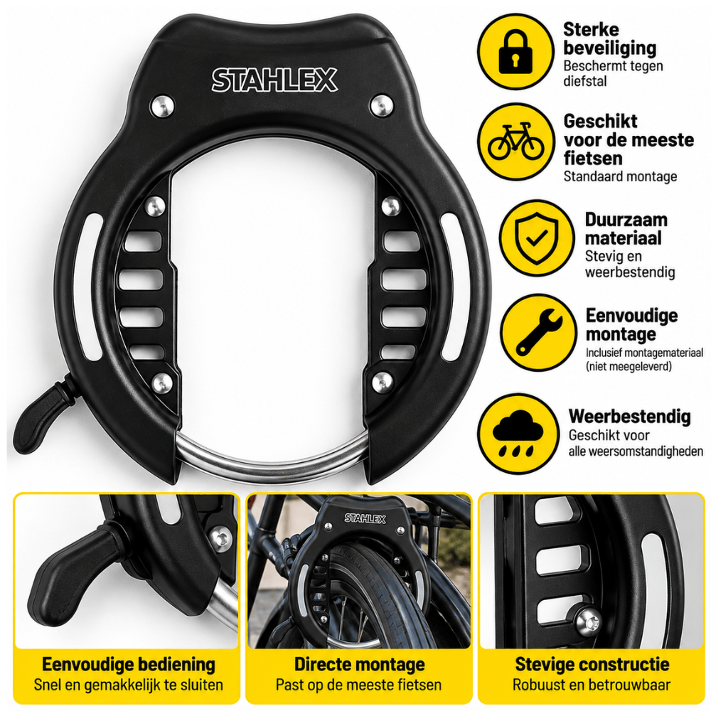 Stahlex Ringslot Shield – Fietsslot met Bevestigingsset & 2 Sleutels | Stadsfiets & E-bike
