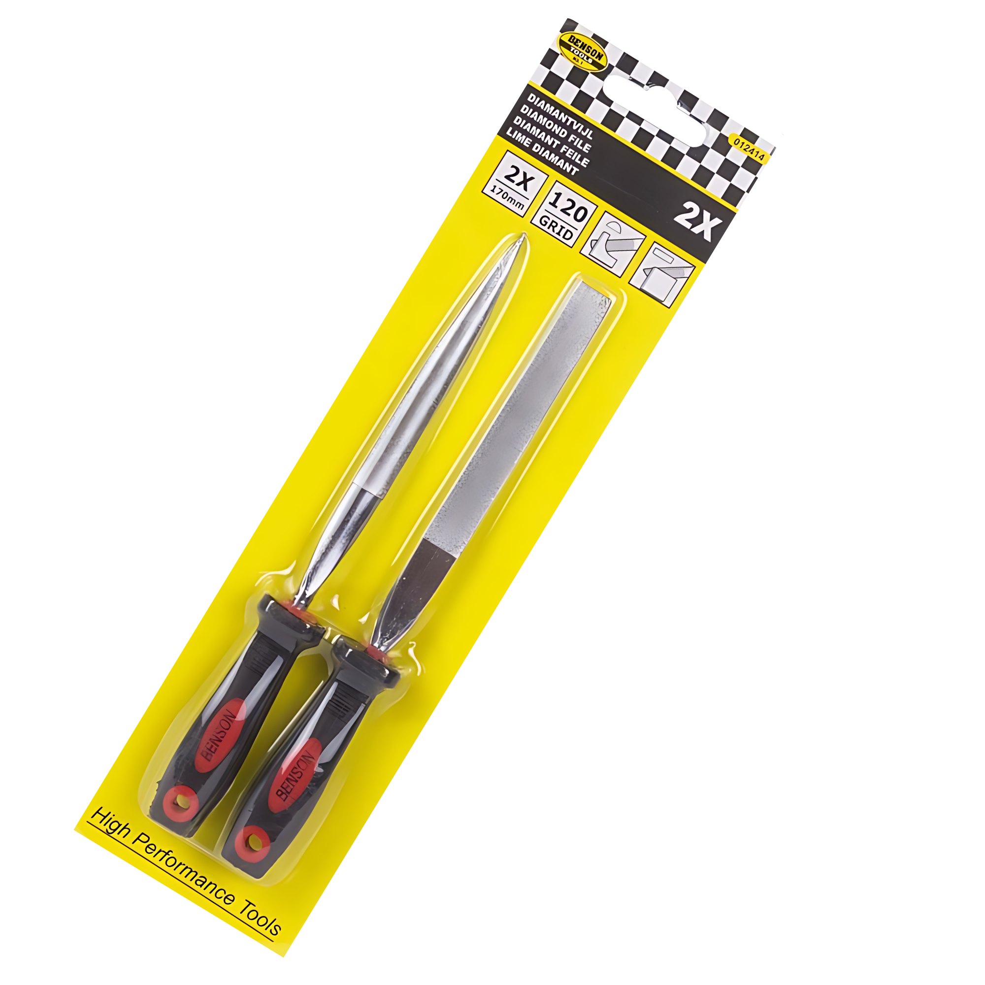Benson Diamantvijl Set - Plat/Halfrond - 120 Grid - 170 mm - 2 delig
