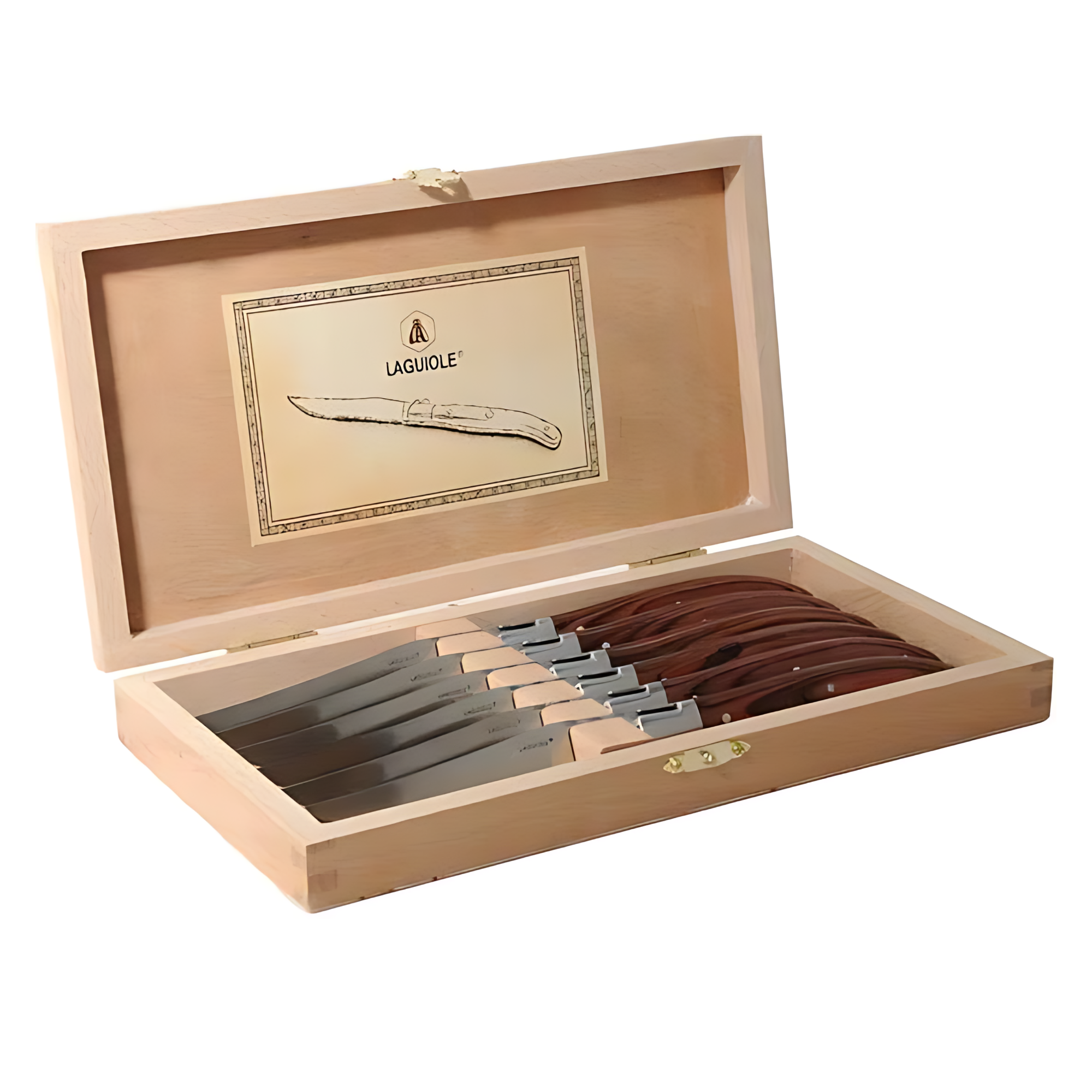 Laguiole steakmessen 6 delig i houten koffer