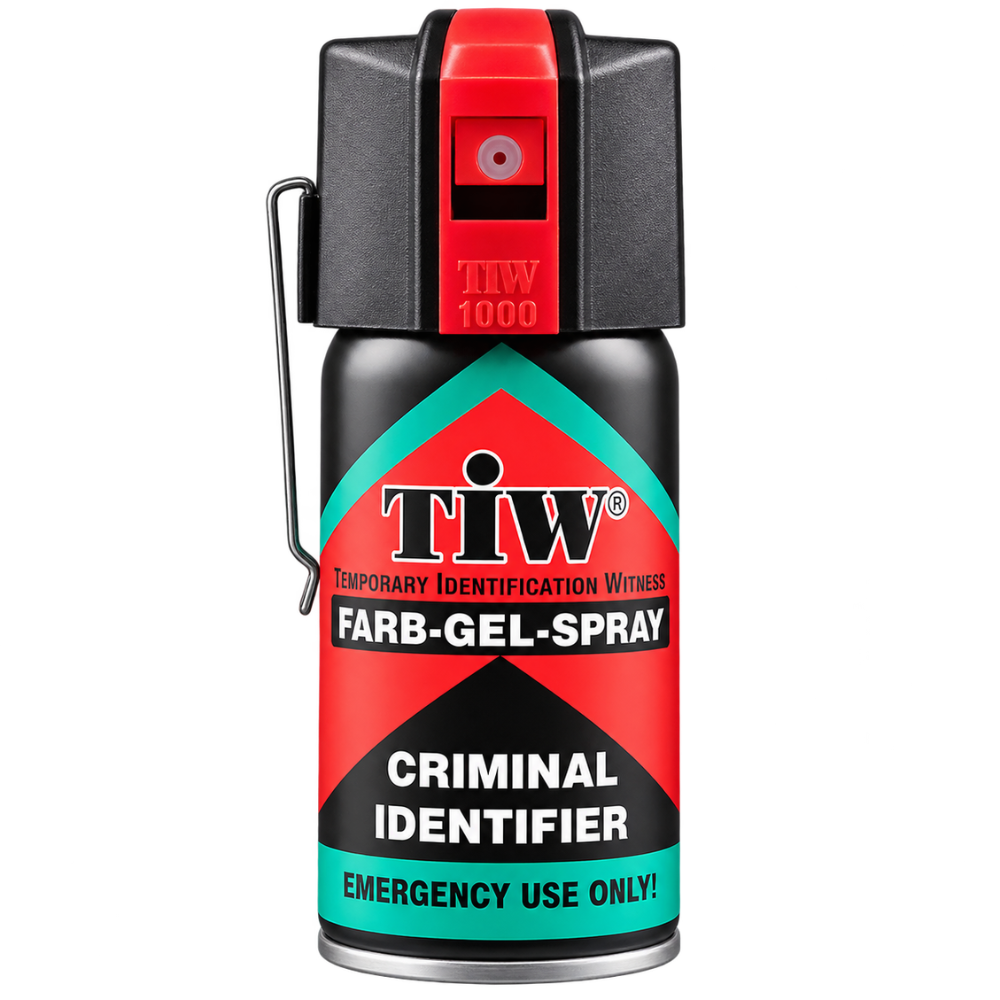 TIW Kleurgelspray 40 ml – Markeerspray voor Zelfverdediging | Metalen Clip & Rode Dop