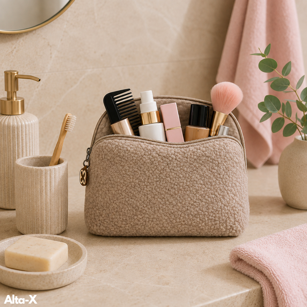 Lukkies Toilettas Beige – 26 x 17 cm | Gevoerd | Make-up Etui & Reistas