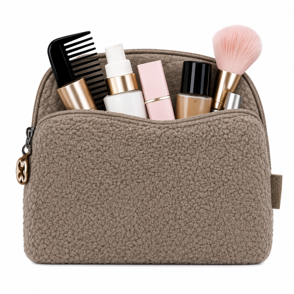Lukkies Toilettas Taupe – 26 x 17 cm | Gevoerd | Make-up Etui & Reistas