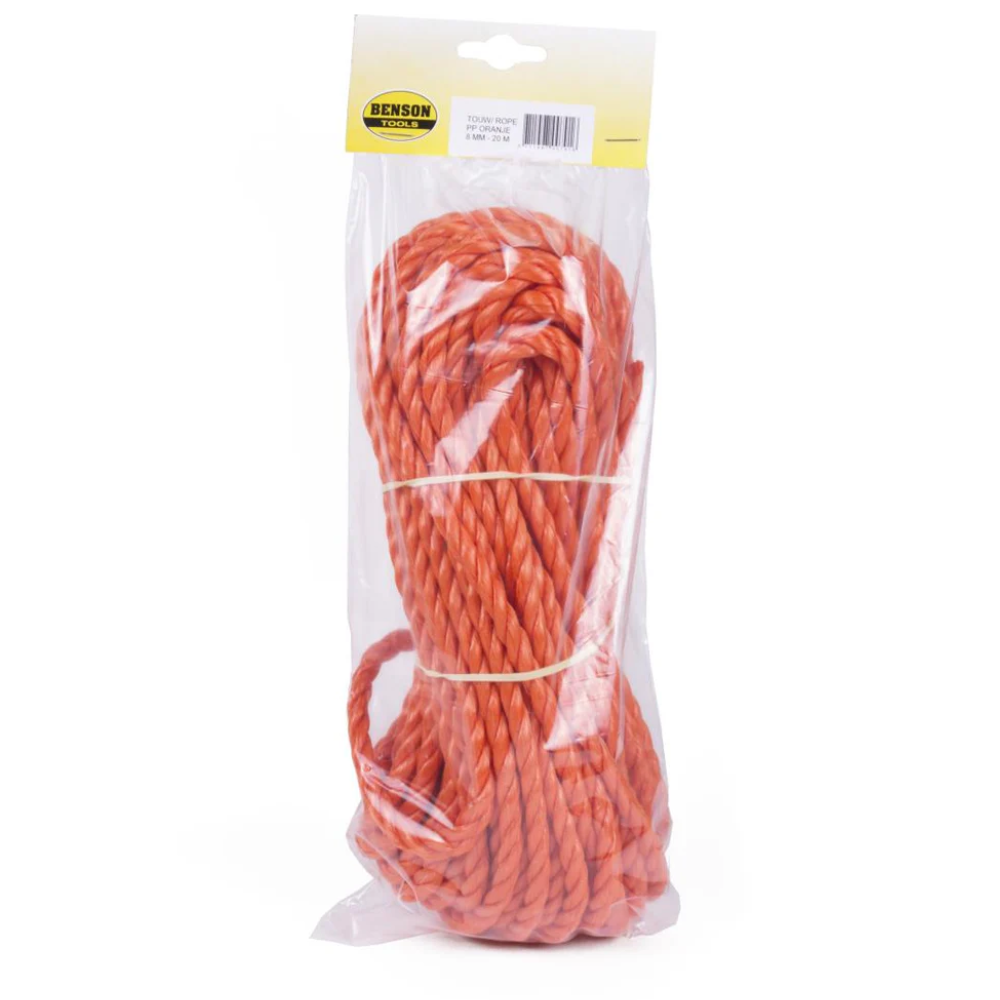 Touw 8 mm x 20 mtr streng oranje
