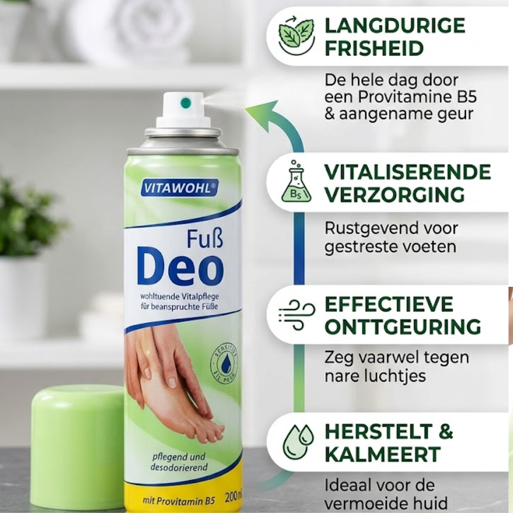 Vitawohl Voetdeodorant Spray - Anti-Zweetvoeten Spray - Verfrissend & Verzorgend met Provitamine B5 & Panthenol - Voetverzorging - 200 ml