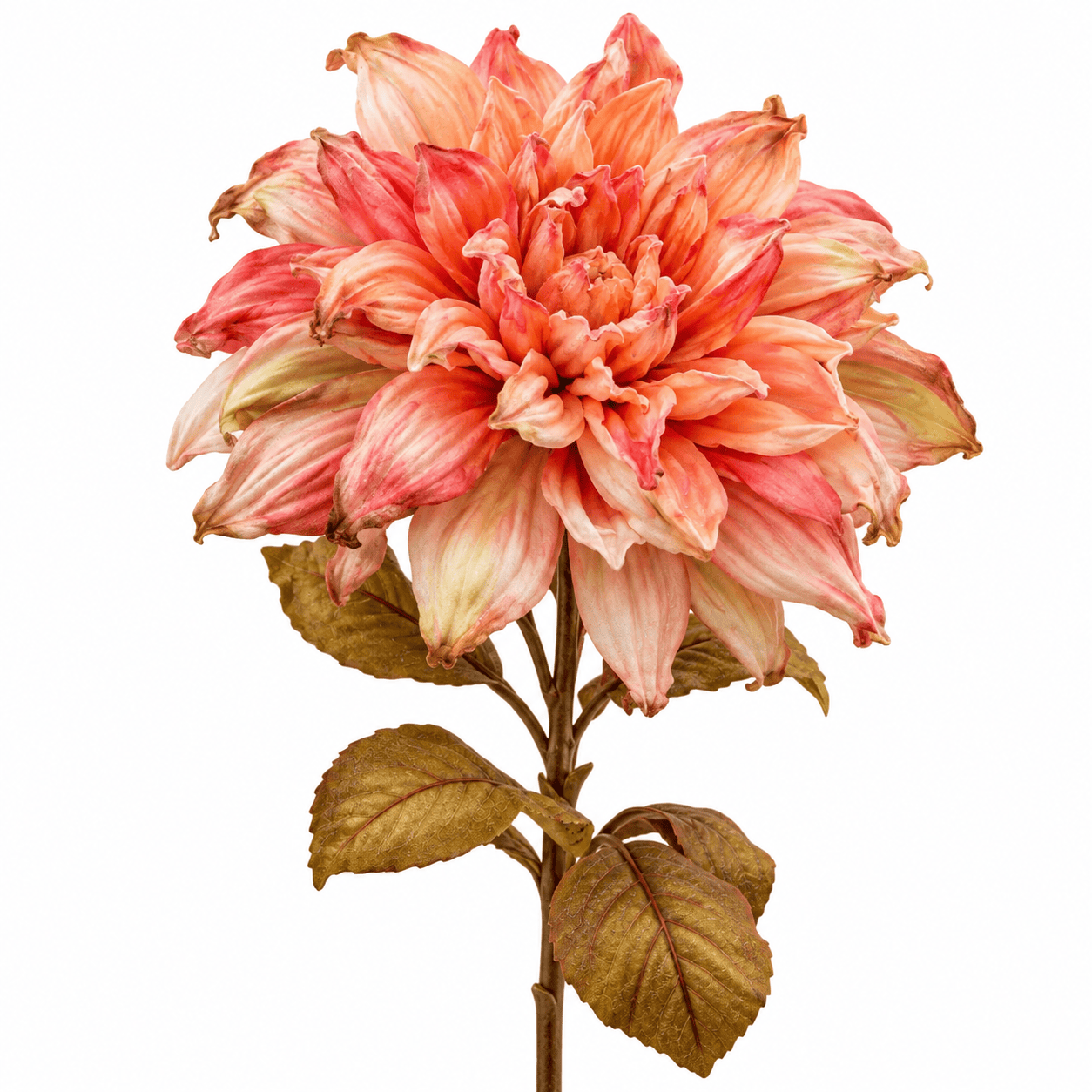 Kunst Dahlia | 74 cm | Perzik | Droogbloemenlook
