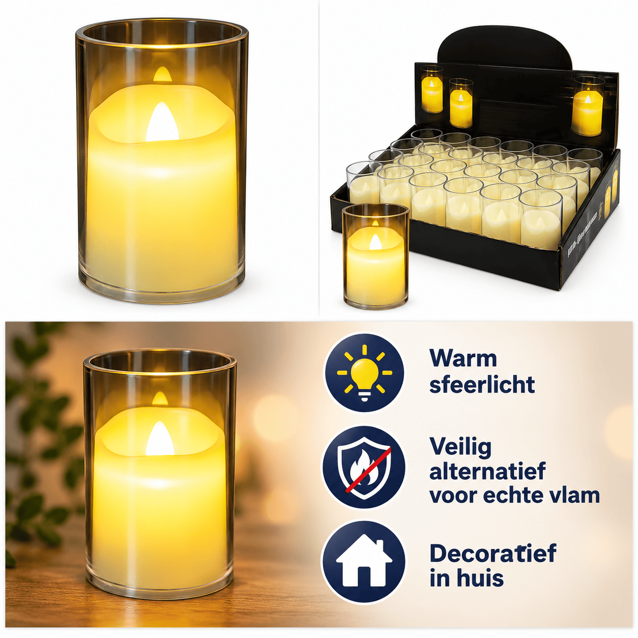 LED-Waskaars in Kunststof Houder – 4,1 × 6 cm, Inclusief Batterijen