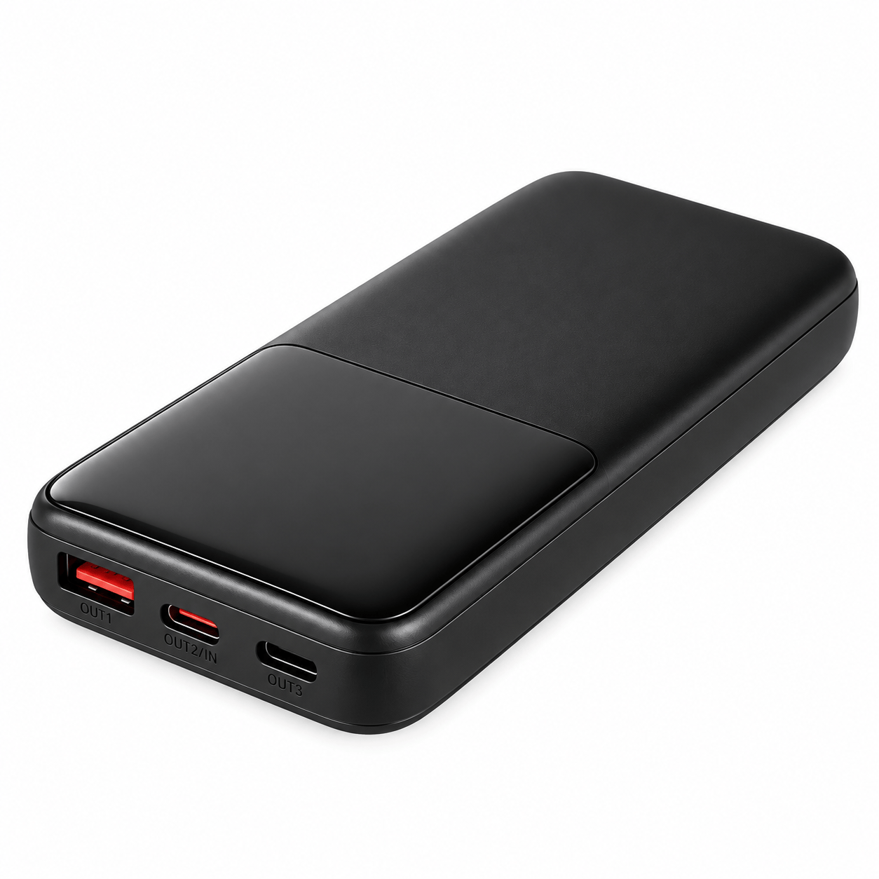 Powerbank 10.000 mAh met Display en USB-C- & Lightning-kabel – Zwart