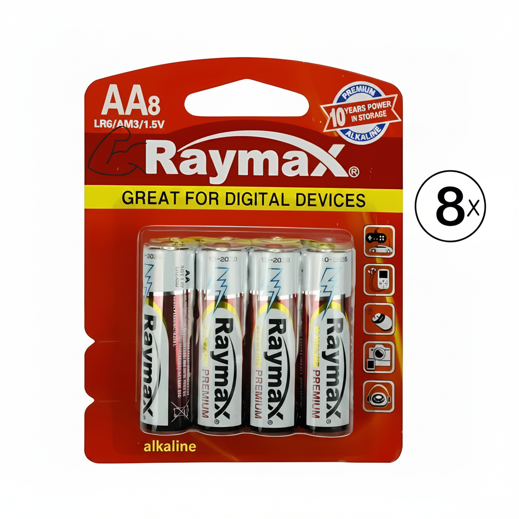 AA Batterijen - LR06 - Alkaline - 8 Stuks Raymax