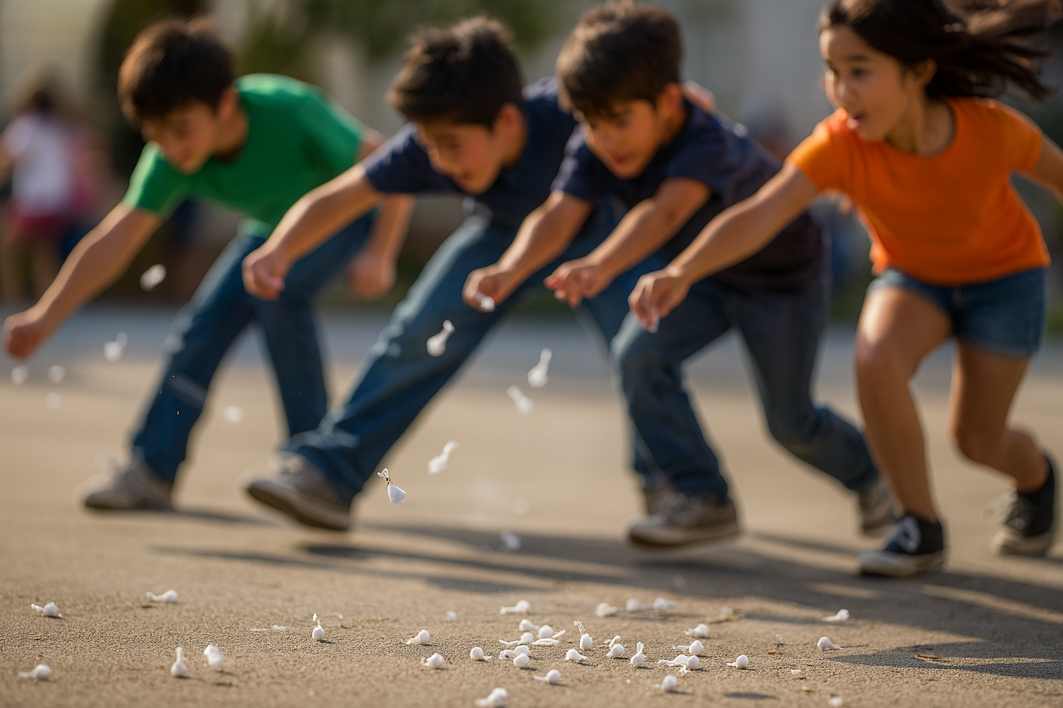 Actie foto van kinderen met knalerwten