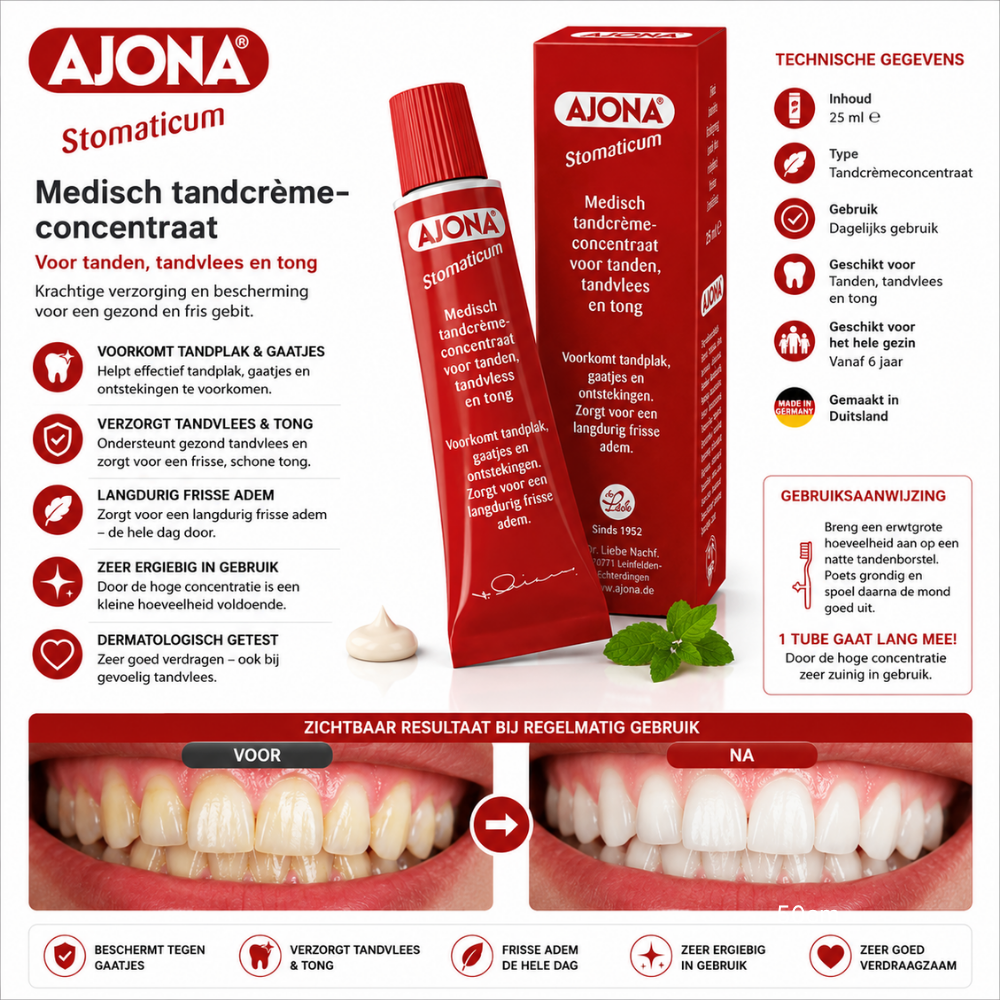 Ajona Stomaticum Tandpastaconcentraat 25ml — Anti-Cariës & Gezond Tandvlees
