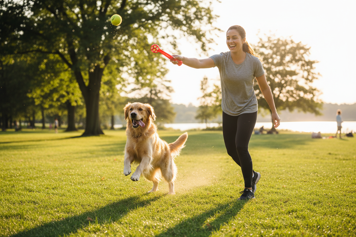 Ballenwerper voor Honden – Gooit 3x verder – Inclusief bal – Rood/Groen