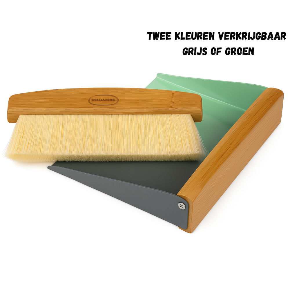 CABANAZ - Luxe kruimelveger - Toetsenbordreiniger- metaal en bamboe, incl. magneet, TABLE SWEEPER