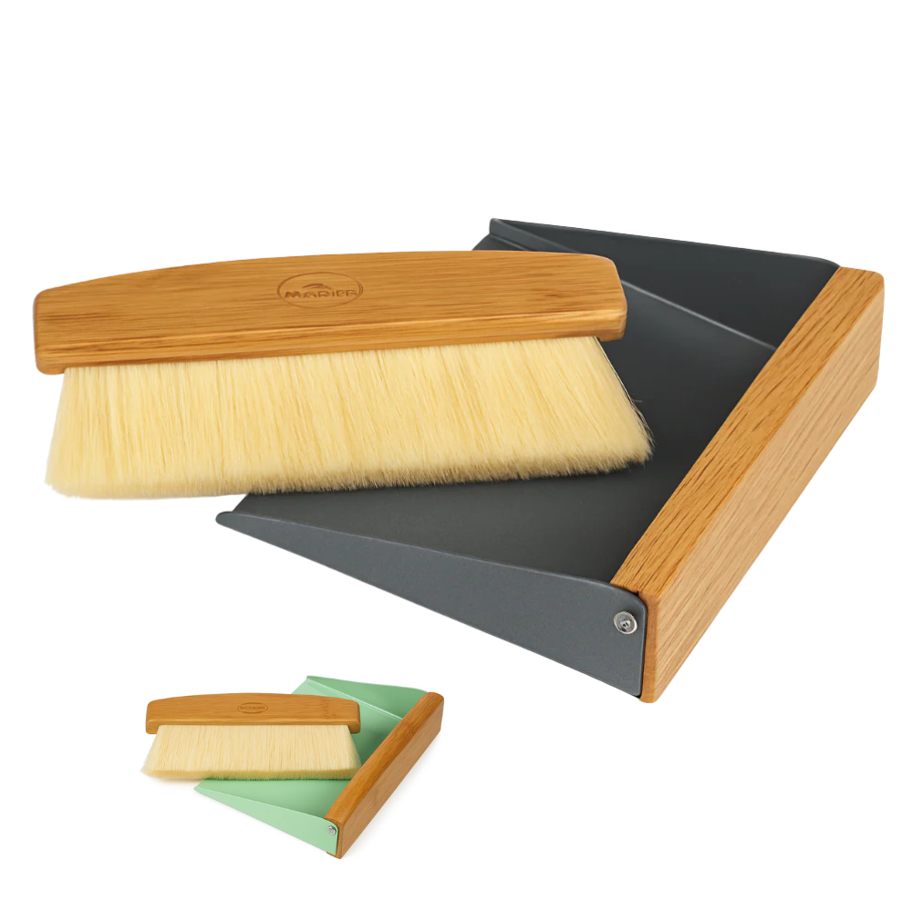 CABANAZ - Luxe kruimelveger - Toetsenbordreiniger- metaal en bamboe, incl. magneet, TABLE SWEEPER