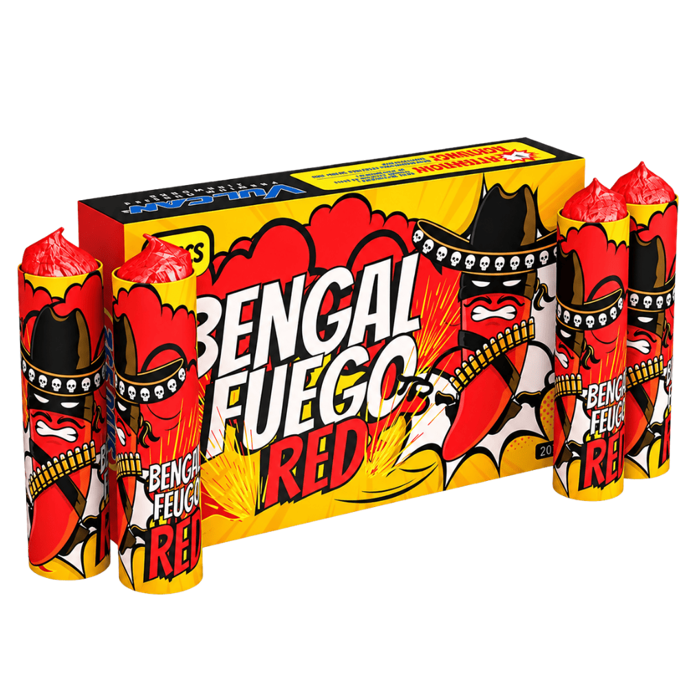 Bengaals vuur - Bengalen Fuego - Rood -  5 Stuks - Vulcan