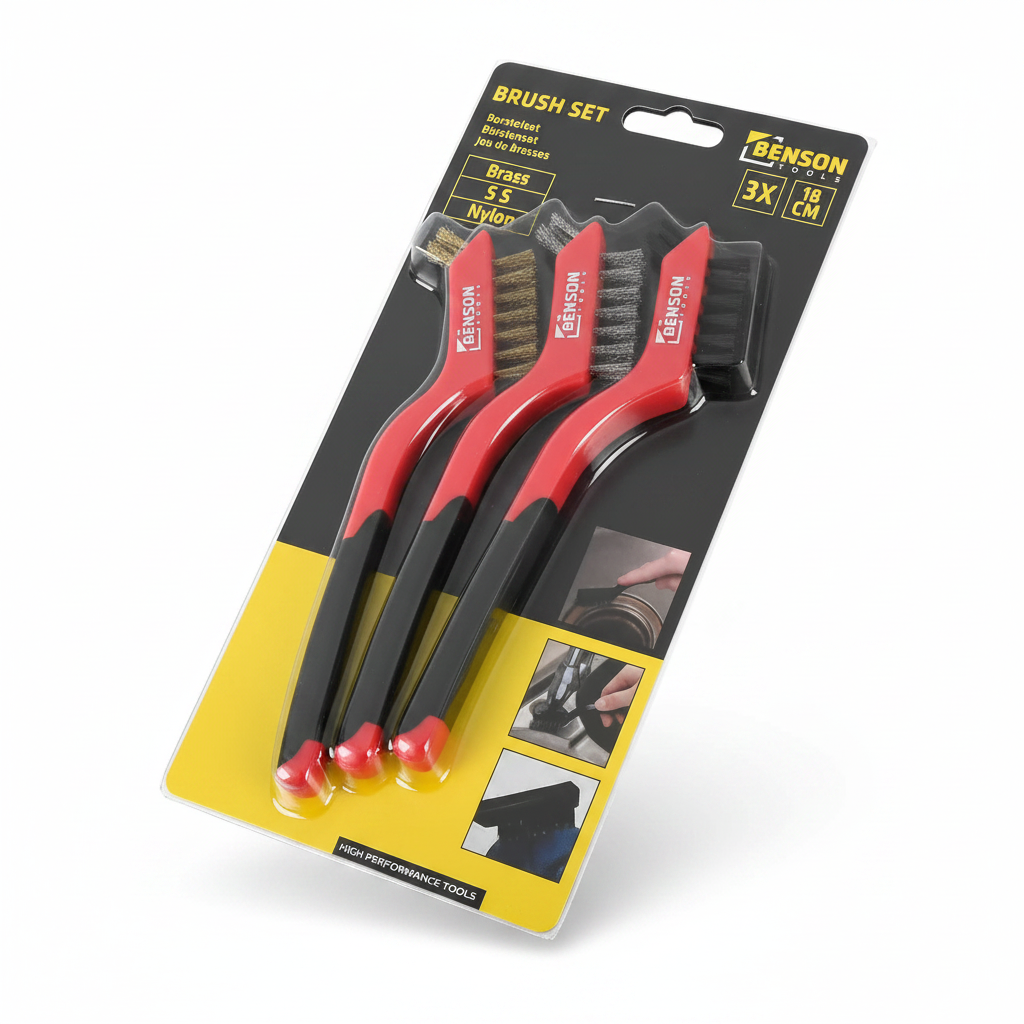 Benson Staalborstel Set 3-delig – Nylon, RVS & Messing | Multi Profi