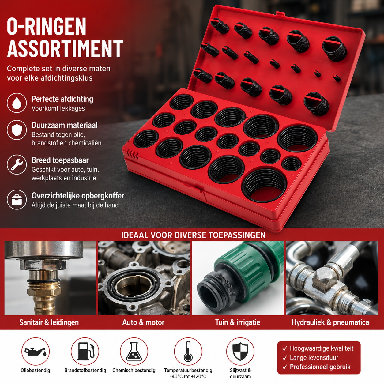 O-Ringen Assortiment 419-delig – Rubberen Afdichtingsringen – Inclusief Opbergkoffer