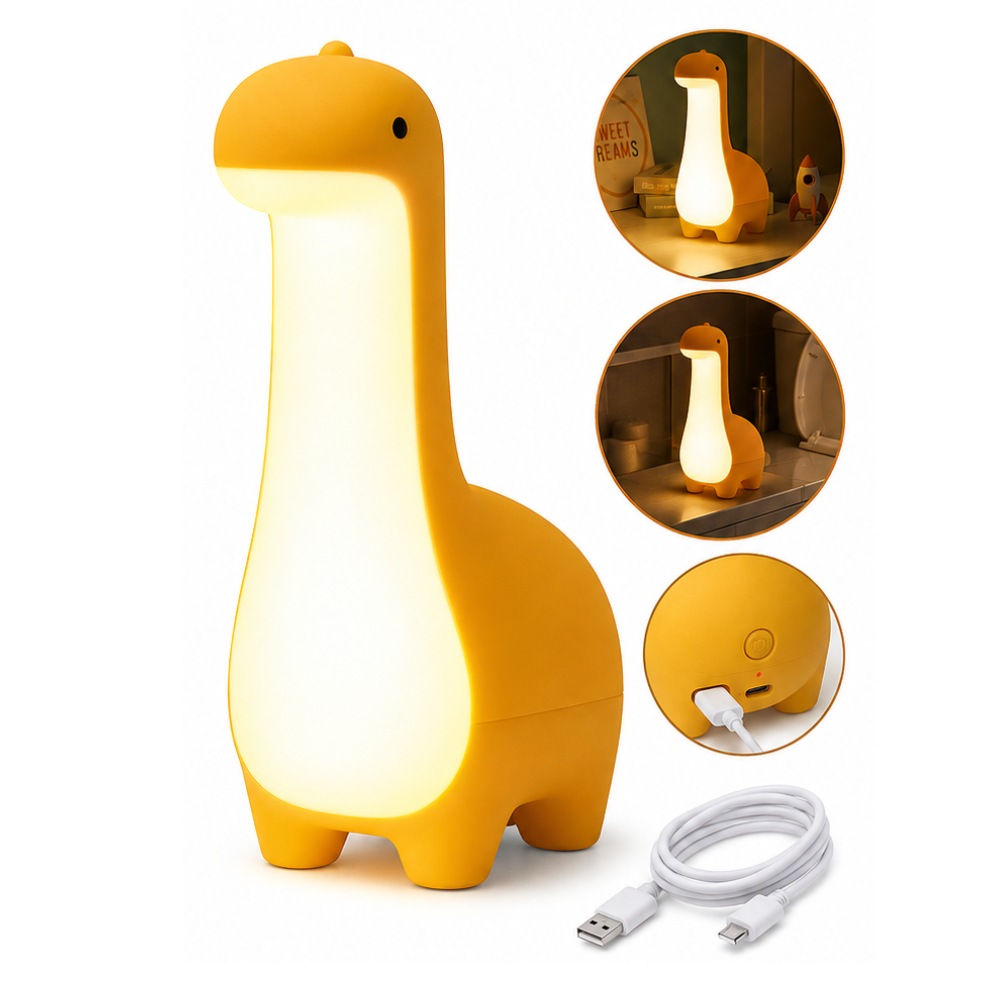 Dino Nachtlamp Kind – Oplaadbare LED Nachtlampje | Dimbaar & Draadloos | 18 cm