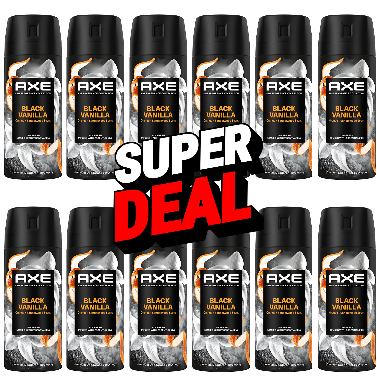 Axe 12x Mini Reisverpakking Fine Fragrance Collection black vanilla Premium deodorant bodyspray