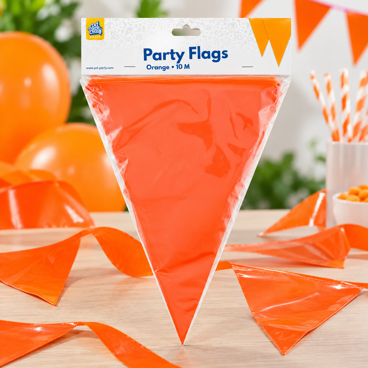 Party Flags PE - Orange | Vlaggenlijn 10 meter