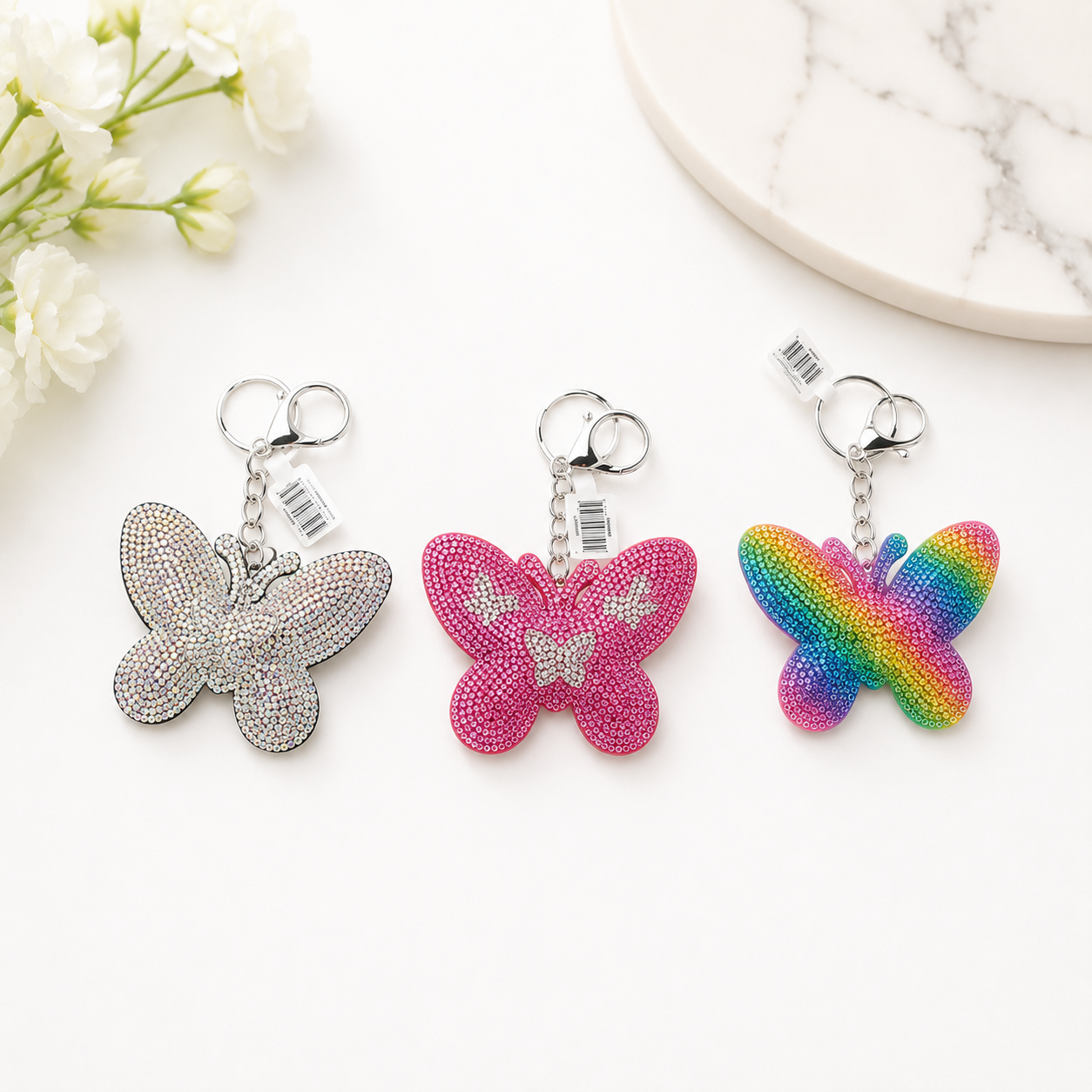 Sleutelhanger glitter Vlinder