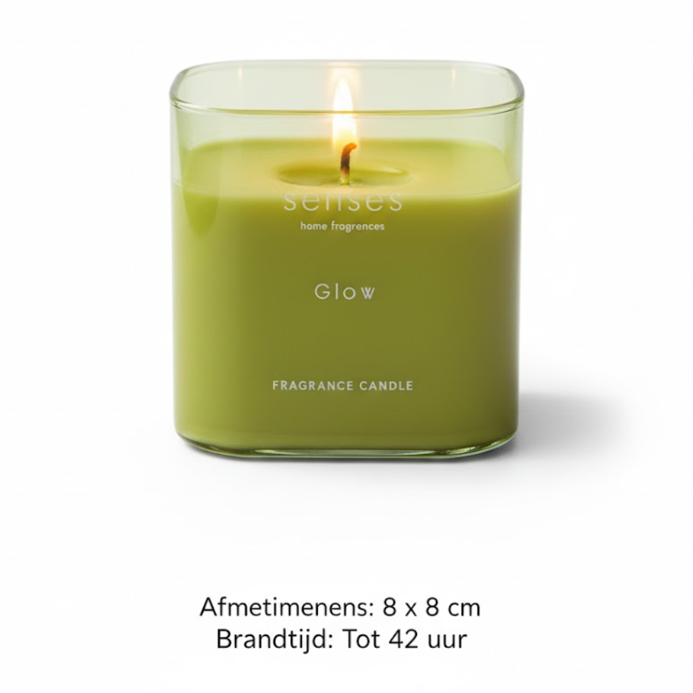 Geurkaars - Glow - Luxe -  8x8cm - Gusta® - 42 uur - Luxe Glazen Pot