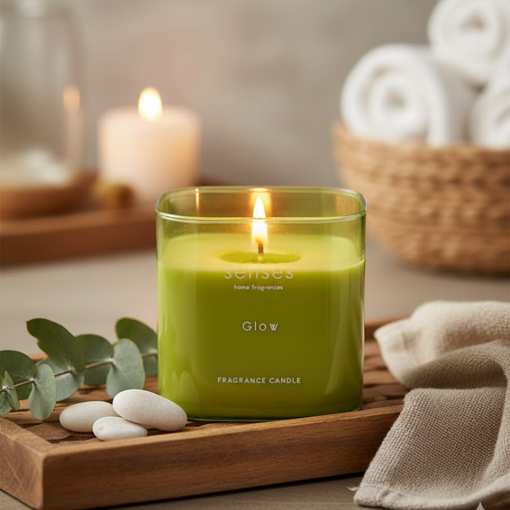 Geurkaars - Glow - Luxe -  8x8cm - Gusta® - 42 uur - Luxe Glazen Pot